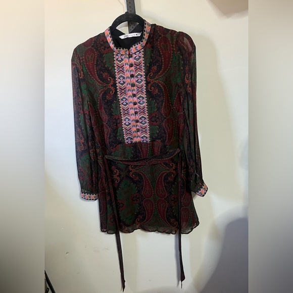 Zara Viscose Dress Sz Med - Picture 2 of 9